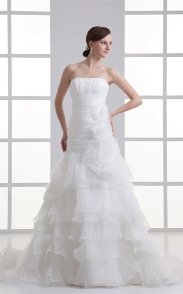 Amazing Satin Organza Strapless Sleeveless a Line Most Wedding Dresses