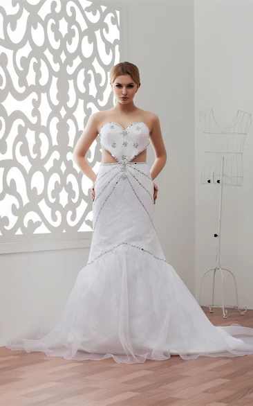 Sweetheart A-Line Beaded Lace and Dress With Keyhole