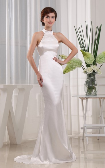 Elegant Satin Long Sheath Dress With Sleeveless Design