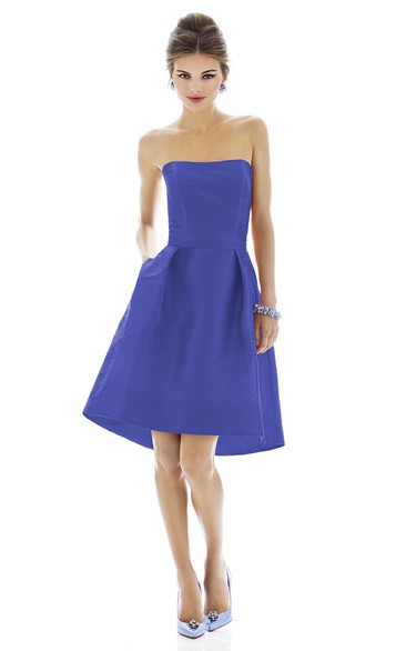 Strapless A-Line Stylish Dress With Zipper Back