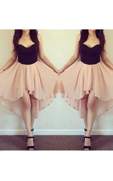 A-line Sleeveless Chiffon Sweetheart High-low Homecoming Dress