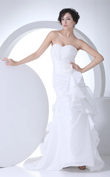 Sweetheart Mermaid Ruched Flower and Dress With Draping