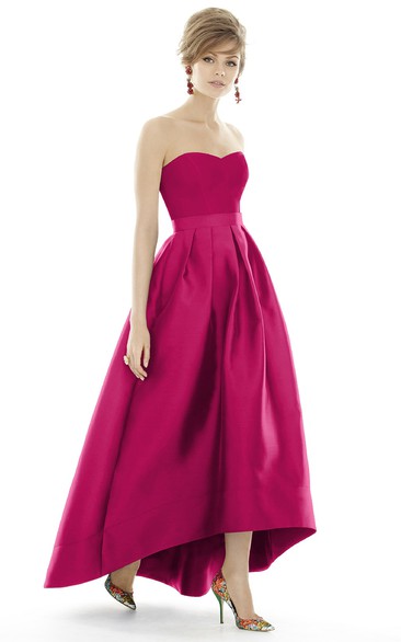 A-Line High-Low Elegant Sweetheart Dress With Zipper Back