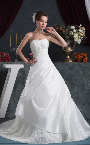 Strapless Criss-Cross Lace and Ball-Gown With Ruching