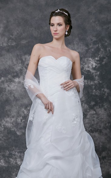 Organza Dress Shawl With Lace Appliques