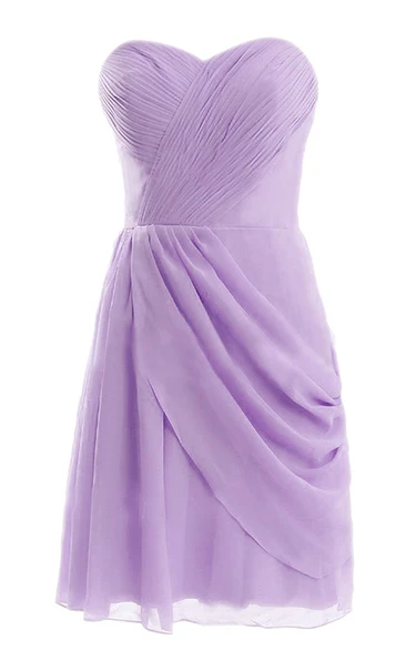 Simple Sweetheart Drapped Short Dress With Zipper Back