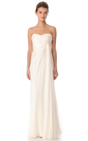 Long Sweetheart Sheath Chiffon Dress With Side Draping