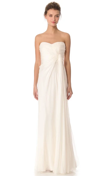 Long Sweetheart Sheath Chiffon Dress With Side Draping