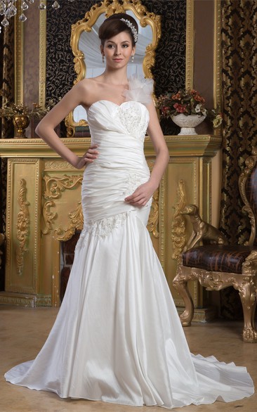 Sweetheart Column Criss-Cross Single Strap and Dress With Lace