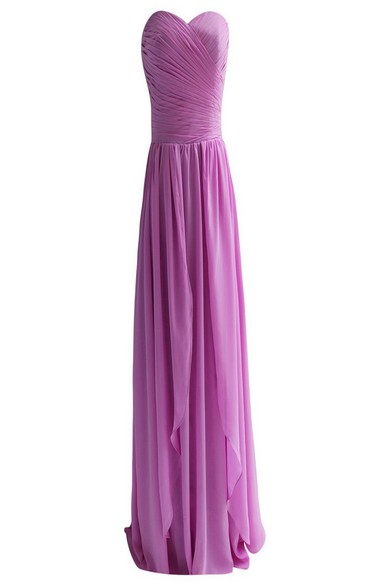 Sweetheart Long Layered Chiffon Dress With Ruching