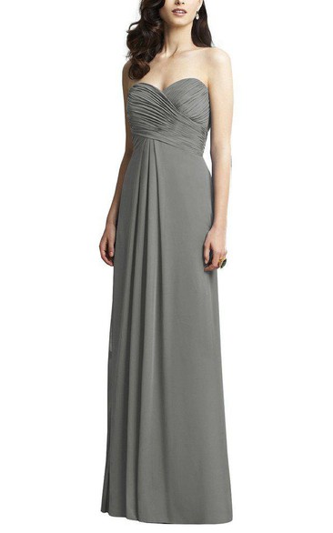 Ruched Criss-cross Long Chiffon Dress