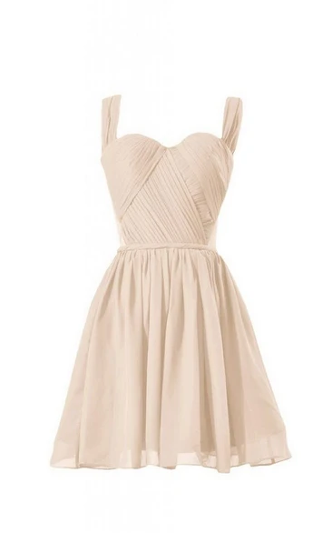 Sleeveless Sweetheart A-line Mini Chiffn Dress