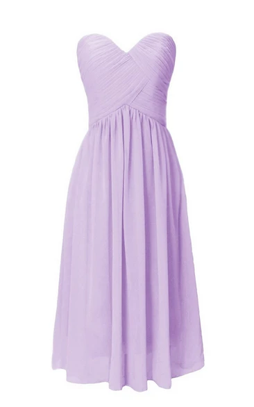 Simple Sweetheart Ruched Short Dress With Lace-up Back