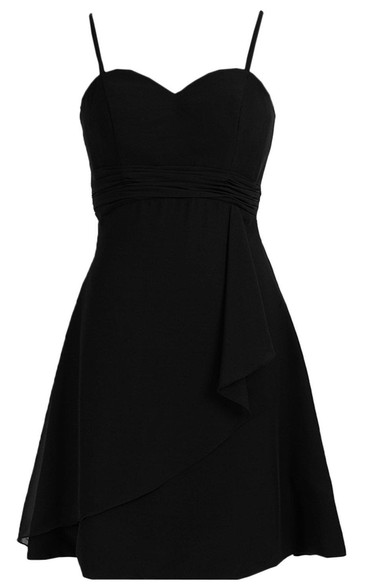 Sleeveless A-line Mini Dress With Spaghetti Straps