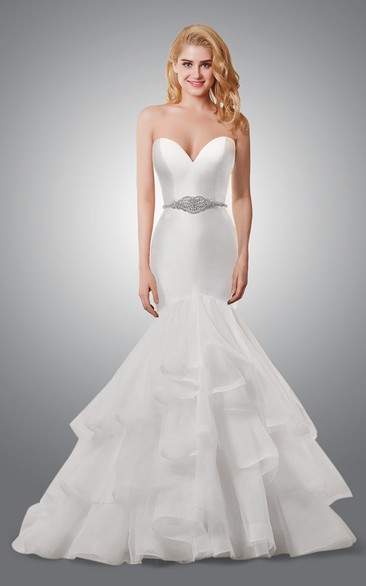 Sweetheart Mermaid Wedding Dress With Ruffled Skirt