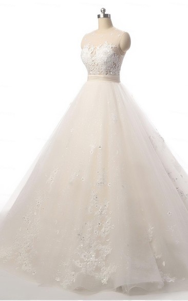 Ball Gown Court Train Lace Organza Weddig Dress