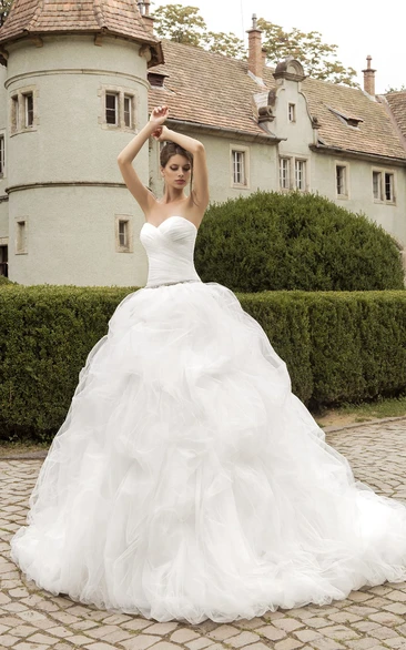 Sweetheart Cascading Ruffles Floor-length Dress 