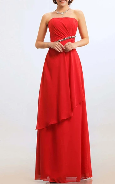 Floor-length Strapless Side-draped Empire Chiffon Bridesmaid Dress