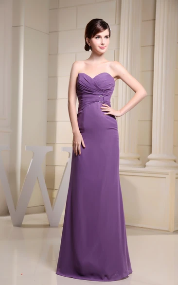 Chiffon Sleeveless Long Dress With Ruching and Zipper-Back