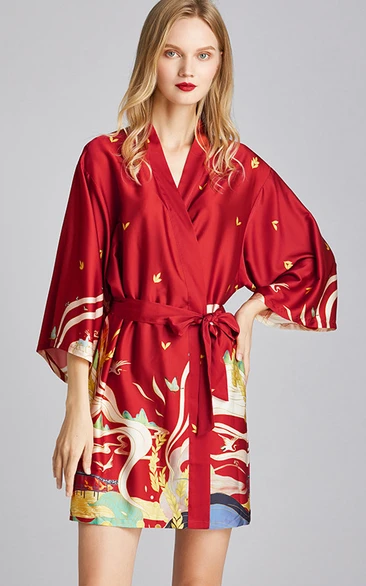 Casual Floral Bride Bridesmaid Short Robe