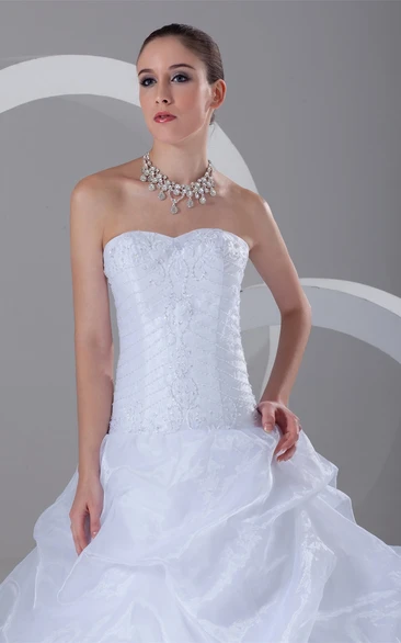 Sweetheart A-Line Pick-Up Ball-Gown With Jeweled Bodice