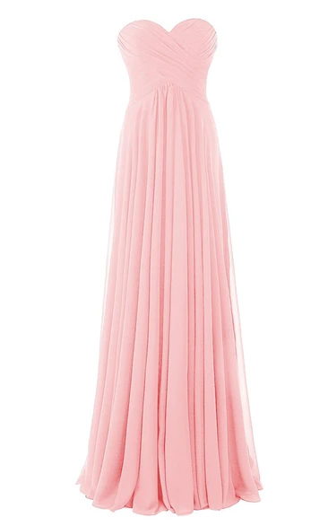 Sweetheart Criss-cross Chiffon A-line Gown With Zipper Back