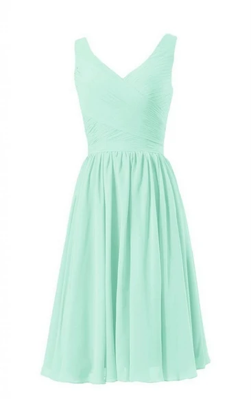 Chic V-neck Criss-cross Chiffon A-line Gown