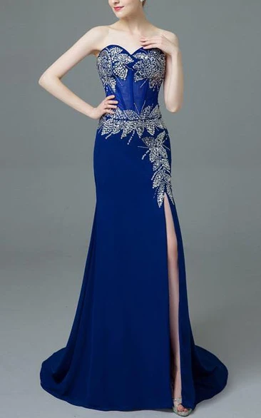 Sweetheart A-Line Beading Sequins Split-Front Prom Dress