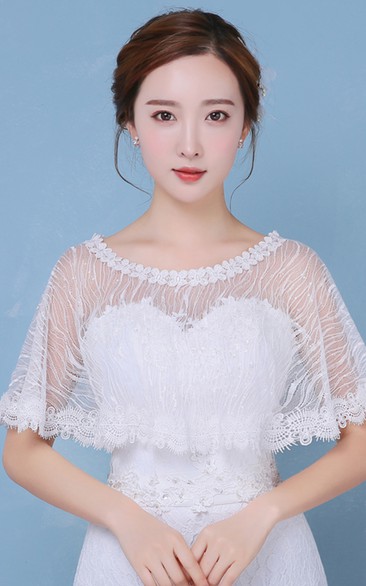 New Sequined Lace Shawl Cape-style Small White Cloak
