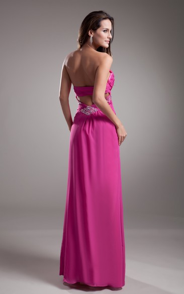 Sweetheart Empire Chiffon Dress With Pleating and Beading