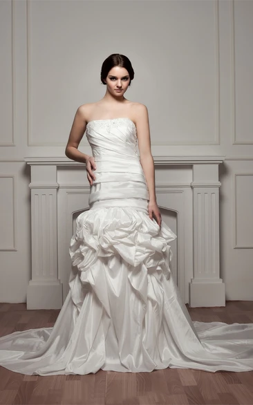 Strapless Pick-Up Ruched Beading and Gown With Pleats