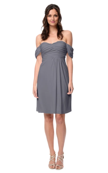 Short Unique Off-The-Shoulder Dress With Ruching