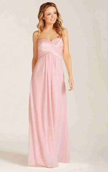 Criss-Cross Sweetheart Sleeveless Chiffon Bridesmaid Dress