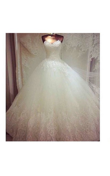 Sweetheart Tulle Ball Gown With Lace Bodice