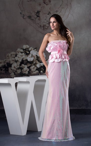 Sleeveless Maxi Sheath Ruffled Top and Dress With Flower