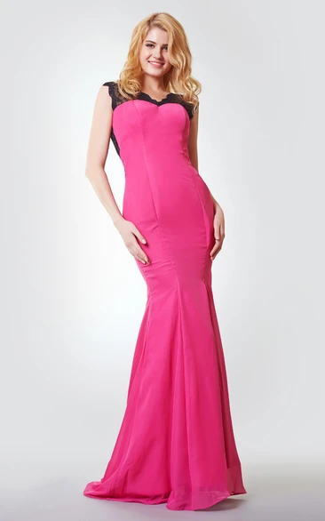 Sweetheart A-line Long Chiffon Dress With Criss Cross Ruching