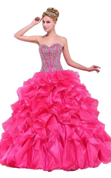 Chic Sweetheart Ball Gown With Ruffles and Beadings