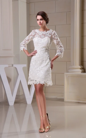 Refined Short A-Line Half Sleeve and Dress With Appliques