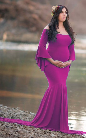 Mermaid Trumpet Bell Long Sleeve Empire Maternity Dress