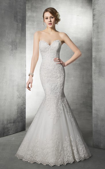 Delicate Sweetheart Lace Mermaid Wedding Dress