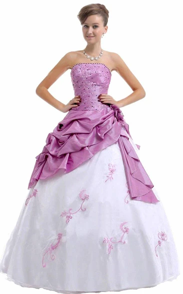 Strapless Ballgown With Ruffles and Beadings