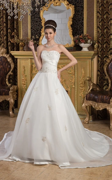 Sweetheart Embroidered A-Line Gown With Rhinestone
