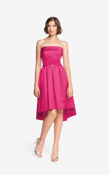 Satin High-Low Strapless A-Line Modern Dress