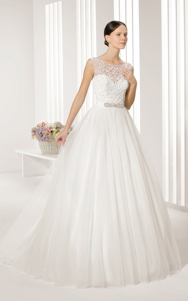 Gorgeous Illusion Keyhole Back Gown With Embroidery