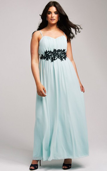 A-Line Straps Chiffon Gown With Embroidery Waist