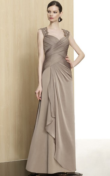 Criss-Cross Sleeveless Queen Anne Chiffon Formal Dress