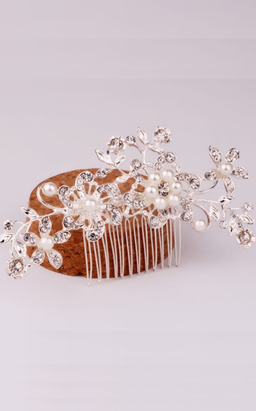 Korean Pearl Flower Gold Hair Comb