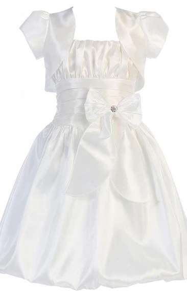 Sleeveless A-line Taffeta Dress With Detachable Jacket