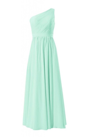 Elegant One-shoulder Pleated Chiffon A-line Gown