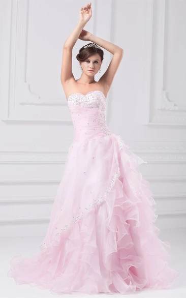 Sweetheart Ruffled A-Line Tiers and Dress With Stress